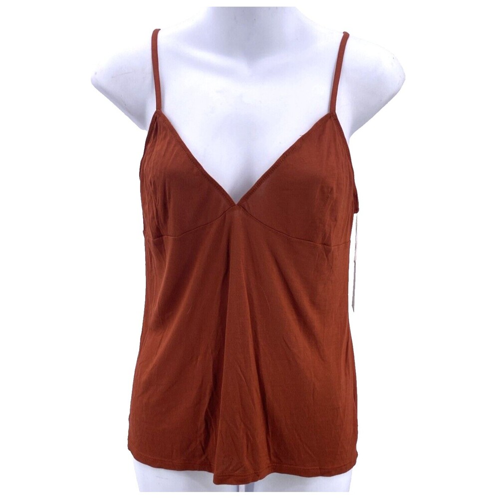 LaROK Cami Top M Rust Paprika Jersey Spaghetti Straps Camisole New